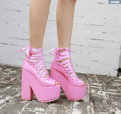 Lace-Up High Heel Fashion Shoes