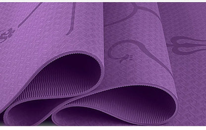 Yoga Mat with Position Line, Non-Slip Yoga Mat with High-Density Material for Balance