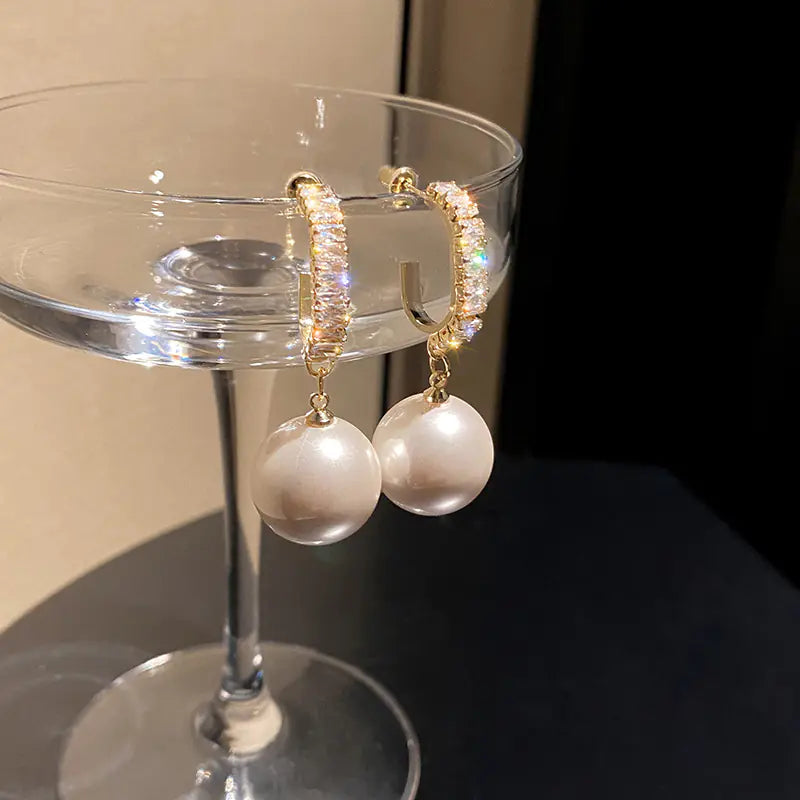 Elegant Silver Zircon Drop Earrings