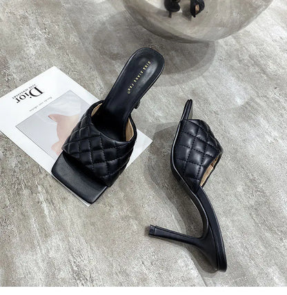 Chic Square Toe Leather Pumps