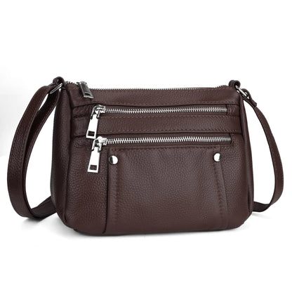 Petite Leather Satchel with Multi-Zip Pockets