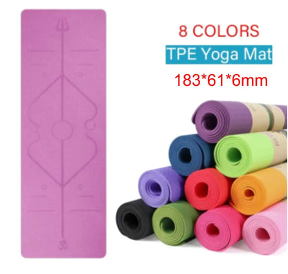 Yoga Mat with Position Line, Non-Slip Yoga Mat with High-Density Material for Balance