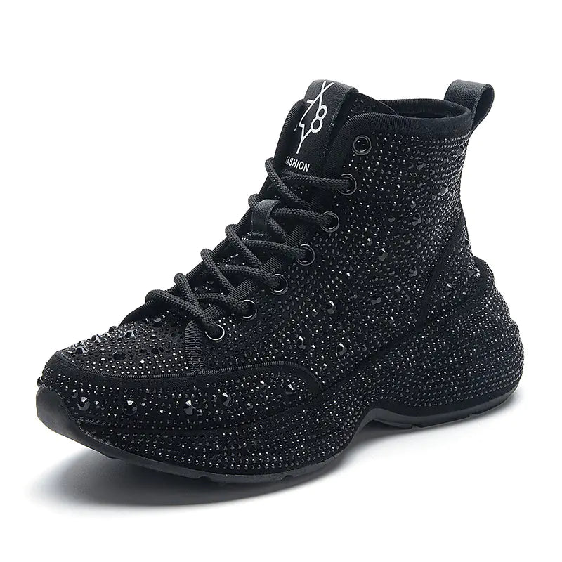 Thick Sole Rhinestone Sneakers for Women