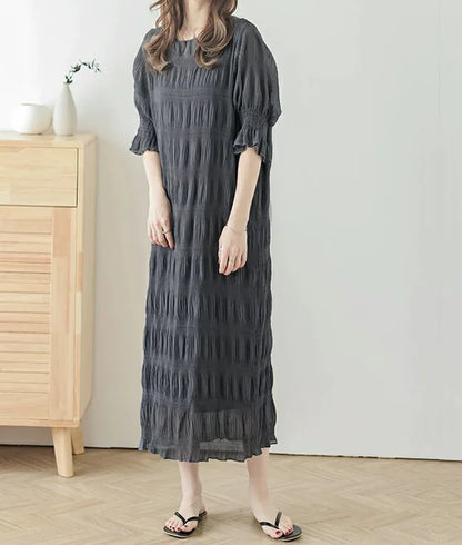 Elegant Long Ruffled Vintage Dress