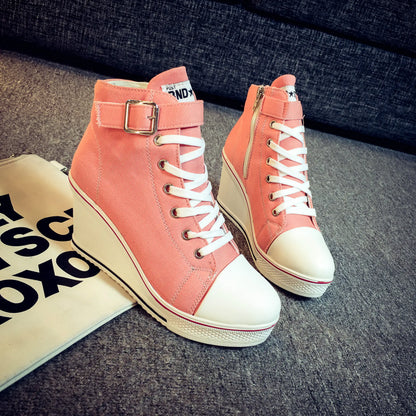 Ladies' High-Top Canvas Wedge Sneakers