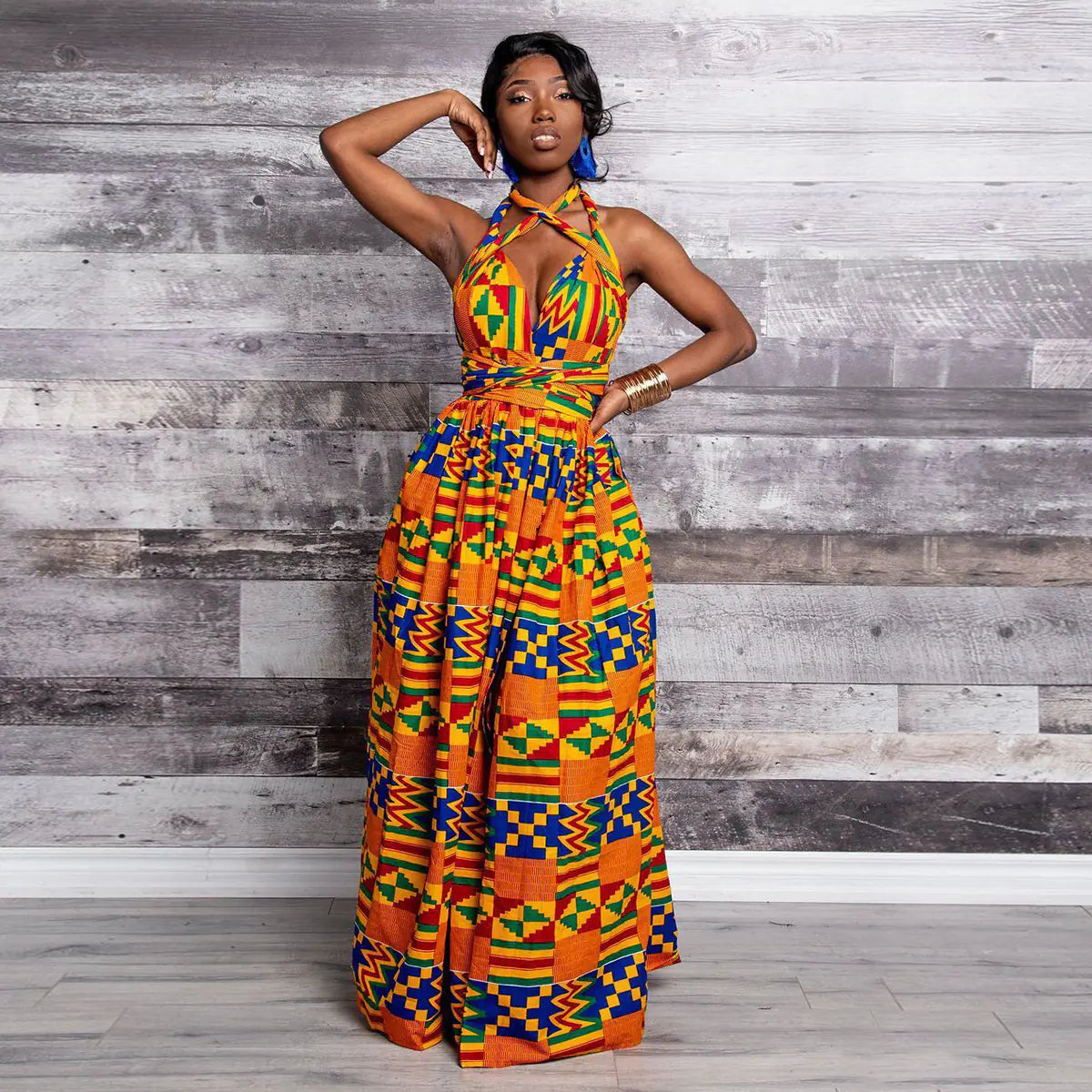 African Chic Digital-Print Party Dress