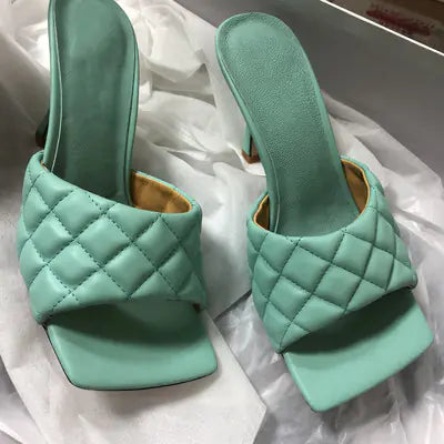 Chic Square Toe Leather Pumps