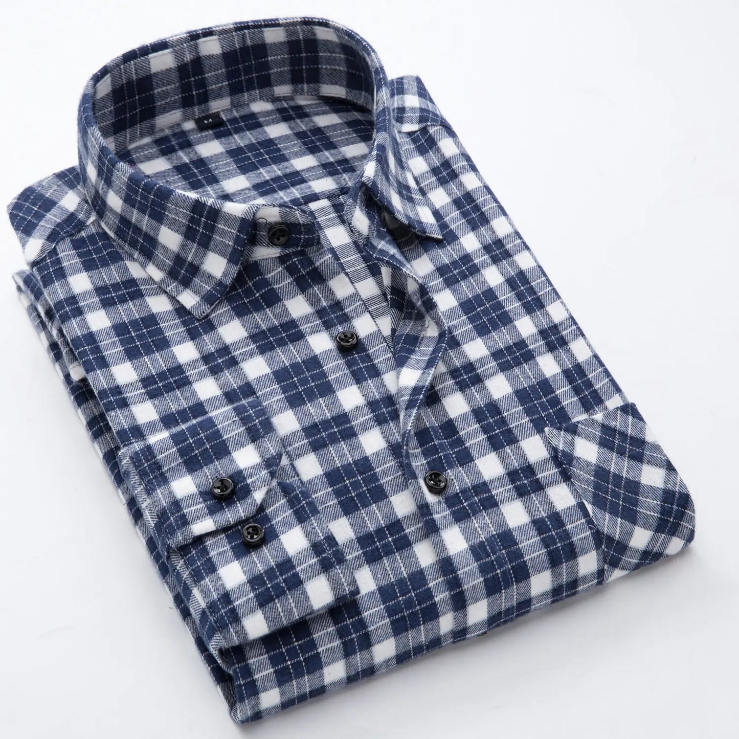 Men's Cotton Flannel Plaid Long Sleeve Shirt
