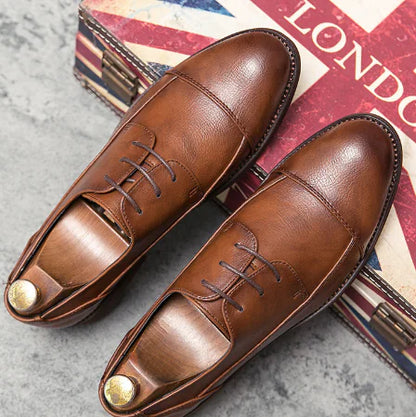 Soft Leather Casual Lace-up Low-top Shoes