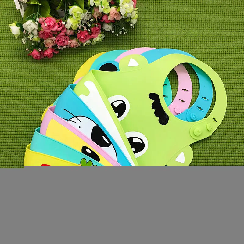 Silicone Kids' Cartoon Mealtime Bibs