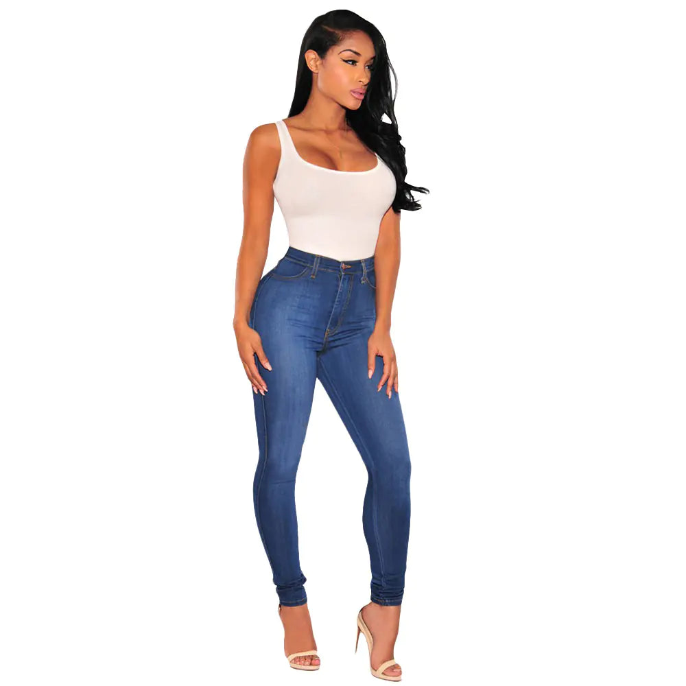 Women Fashion Slim Fit Ripped Knee Denim Jeans