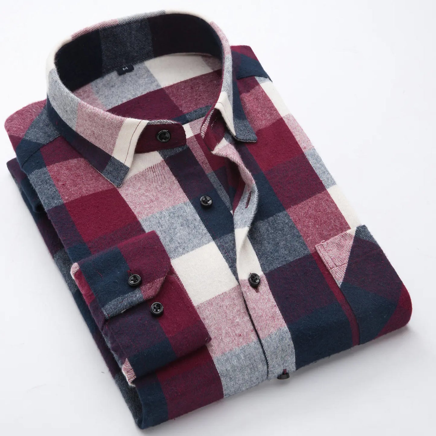 Men's Cotton Flannel Plaid Long Sleeve Shirt