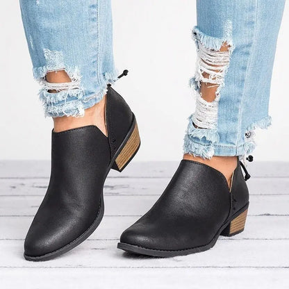 Vintage-Style High Heel Ankle Boots